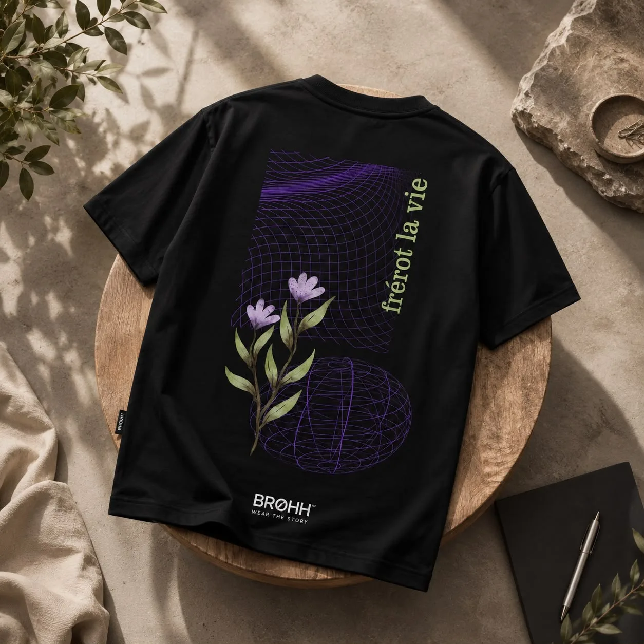 Frérot La Vie – Black Oversized Graphic T-Shirt (Front & Back Print)